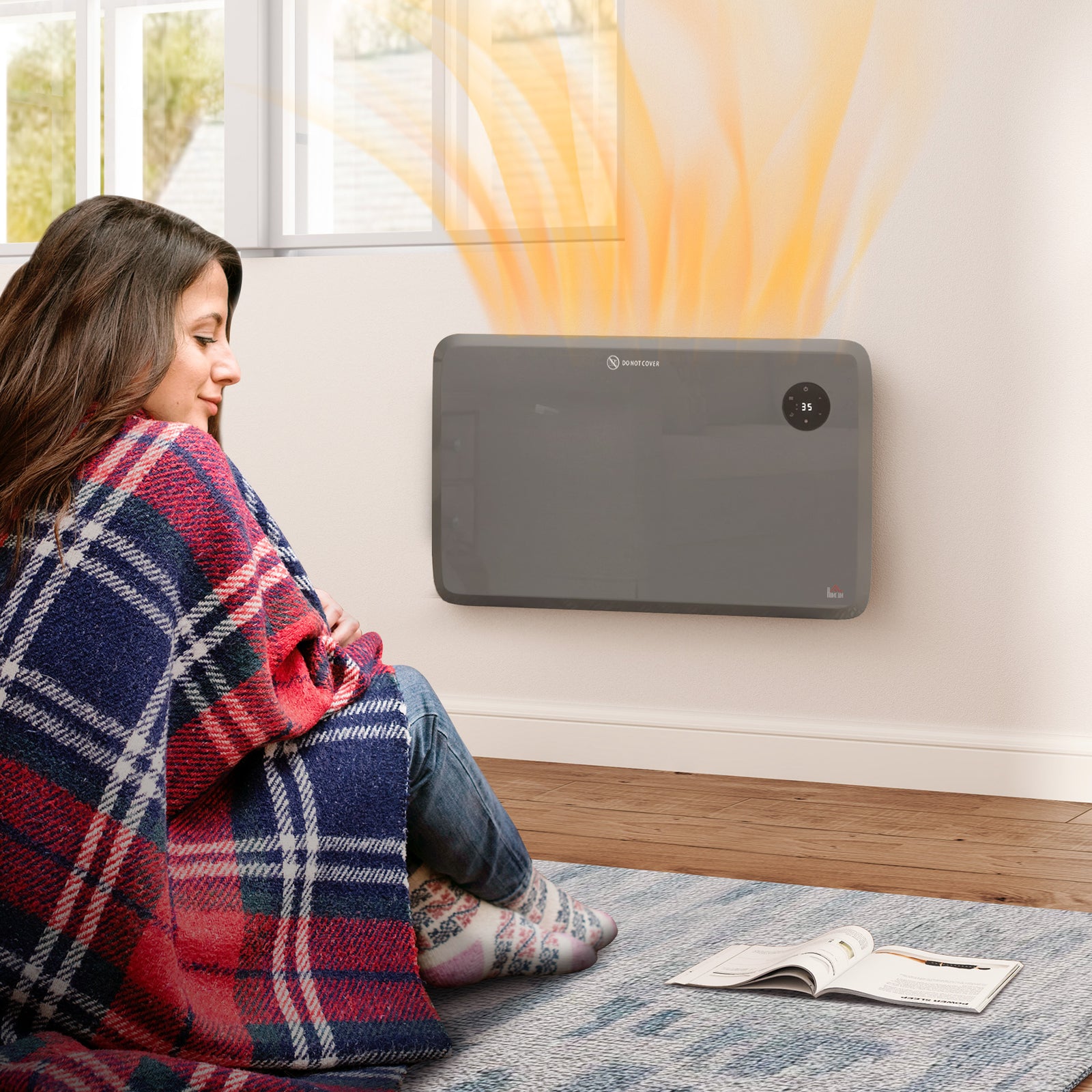 1200w Electric Convector Heater Quiet With Led Display | One Size | Gray