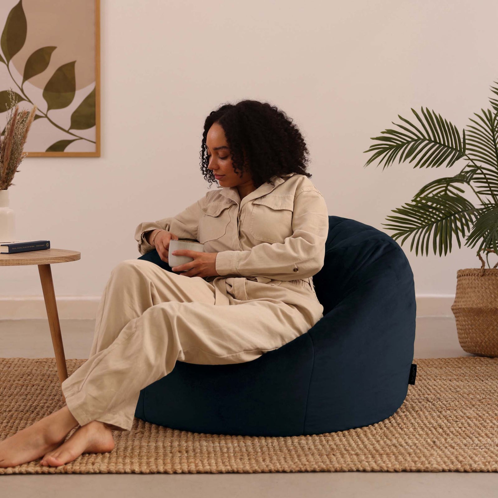 Aurora Velvet Bean Bag | Midnight Blue