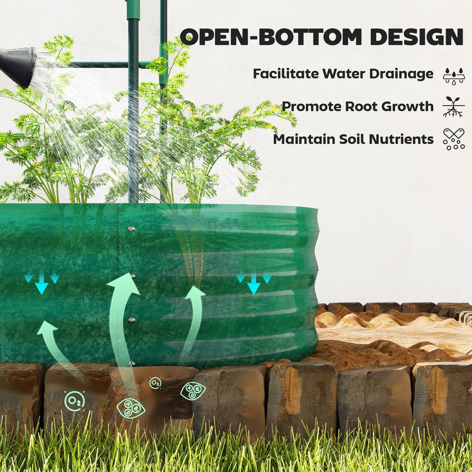 4 X 2 X 4.6ft Galvanised Raised Garden Bed With Trellis | Green