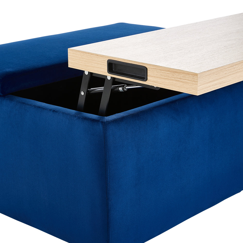 Velvet Upholstered Storage Ottoman Stool