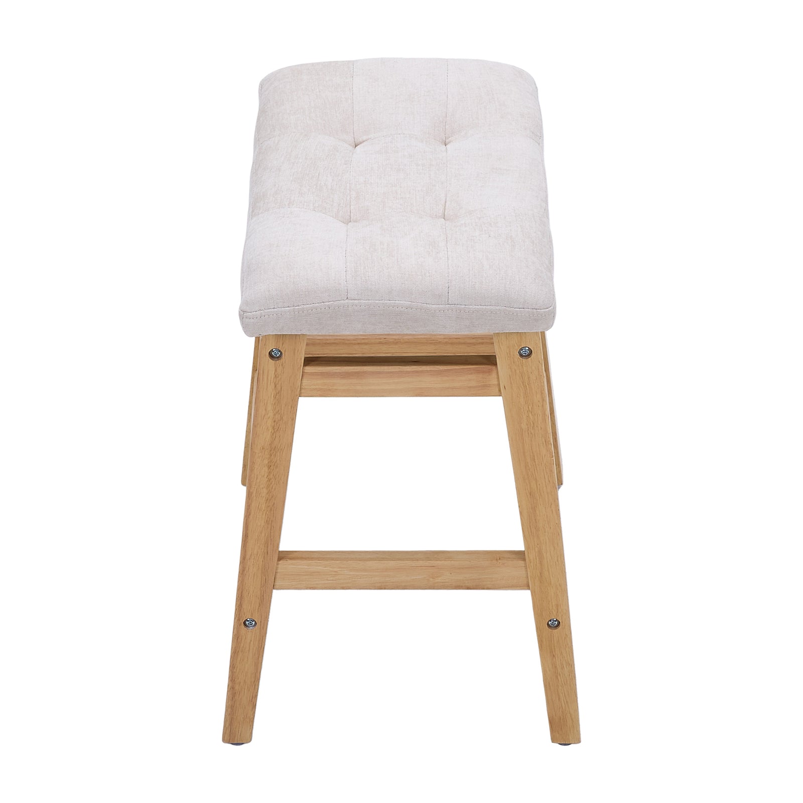 Breeins Set Of 2 Chenille Upholstered Bar Stools With Wooden Base