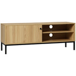 Tv Stand Cabinet With Sliding Door, Natural