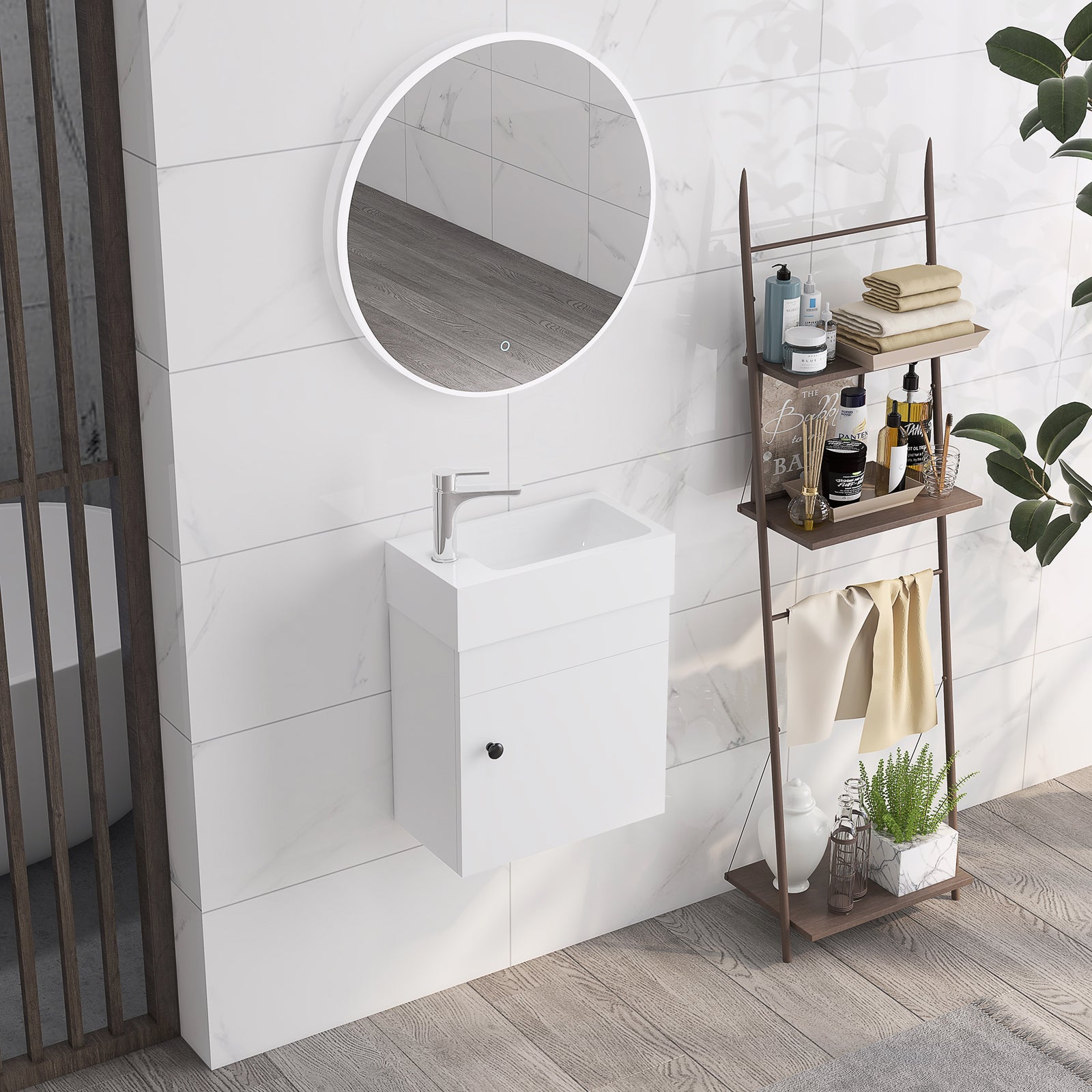 Bathroom Vanity Unit With Basin, Wall Mounted Wash Stand | One Size | White