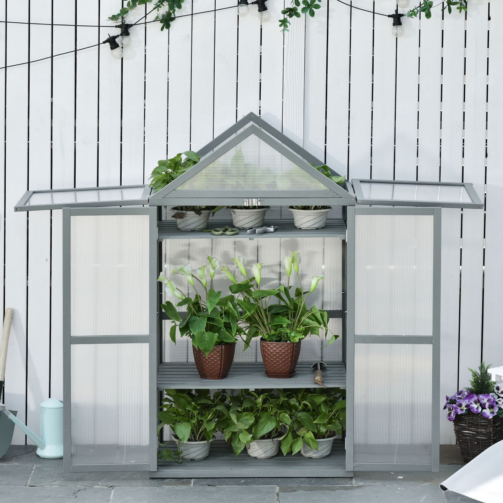80x47x138cm Wooden Cold Frame Greenhouse