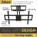 Tv Wall Bracket Mount For 32-80 Inch Tvs, Tilt, Swivel & Rotation, Universal Flat & Curved Tvs, Vesa Max 600x400mm 70kg Max