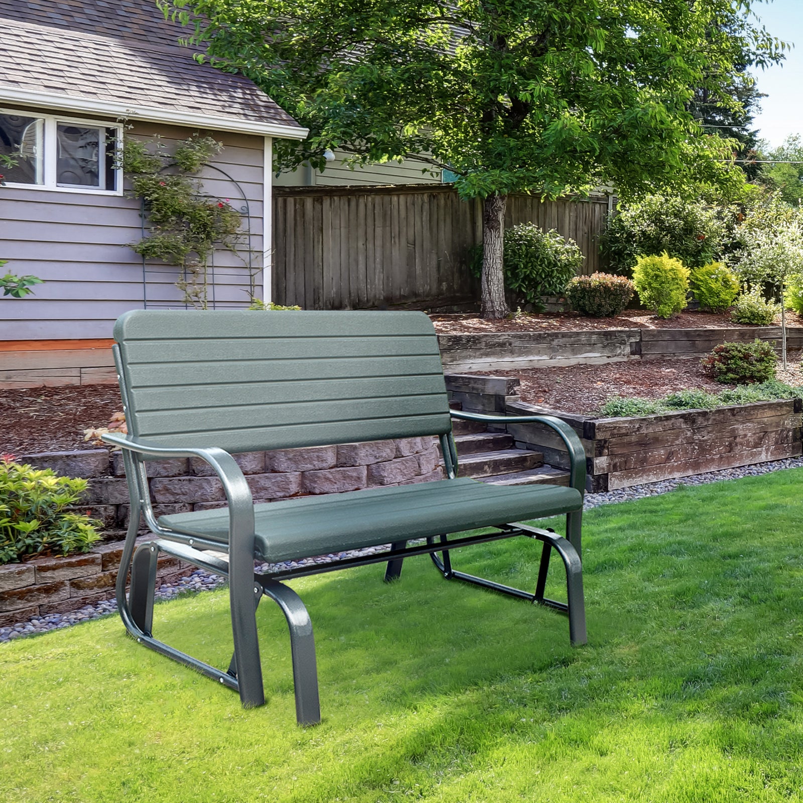 Metal Garden Rocker Bench 2-seater