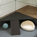 Guinea Pig Cage, 2 In 1 Rabbit Cage Pet Playpen With 2 Separate Area, Black