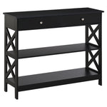 Console Table Side Desk Shelves Drawers Open Top X Support | One Size | Black