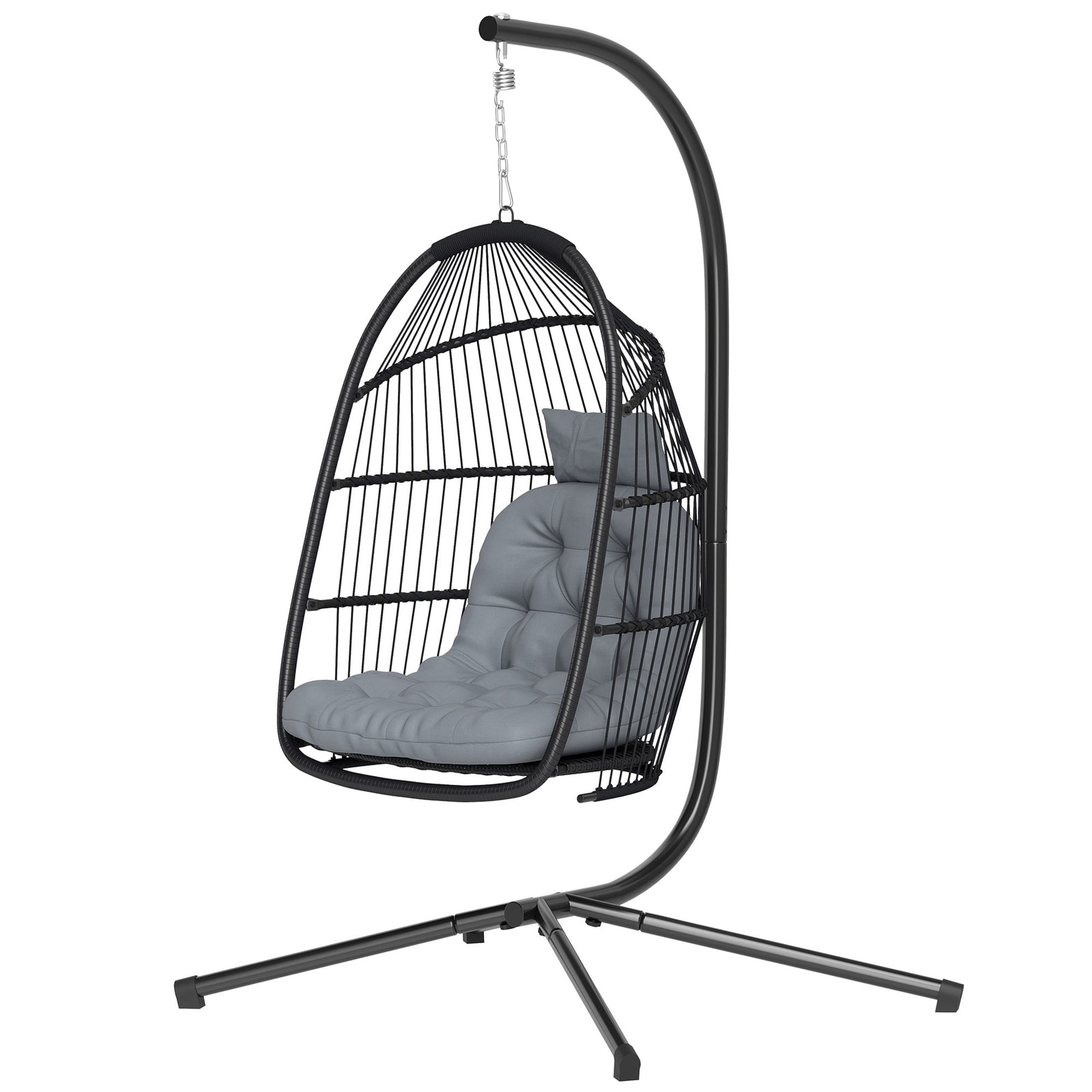 Outsunny Dark Grey Rattan Egg Chair, 150kg