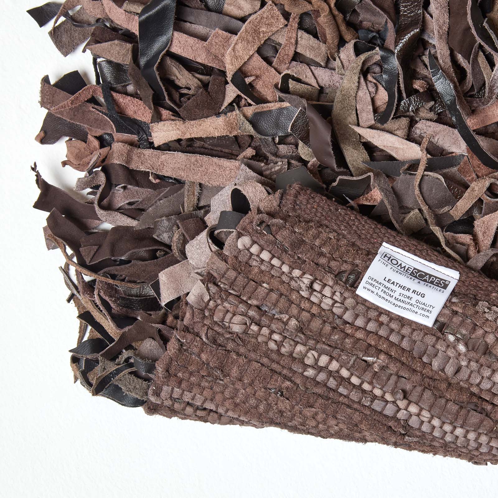Dallas Leather Shaggy Rug | 120cm x 180cm | Chocolate