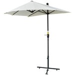 2m Half Balcony Parasol W/ Double Canopy & Base | Cream
