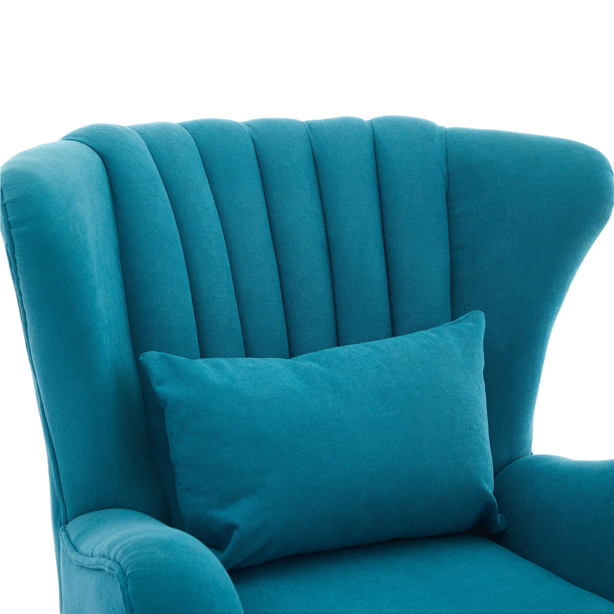 Modern Wingback Accent Chair Armchair With Footstool And Lumbar Pillow | Blue