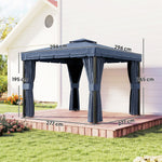 3 X 3(m) Garden Gazebo Shelter Party Tent With 2 Tier Roof | Dark Blue