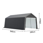 8x12ft Garden Storage Shed Tent, Portable Shed Shelter With Galvanised Steel Frame | Small | Dark Grey