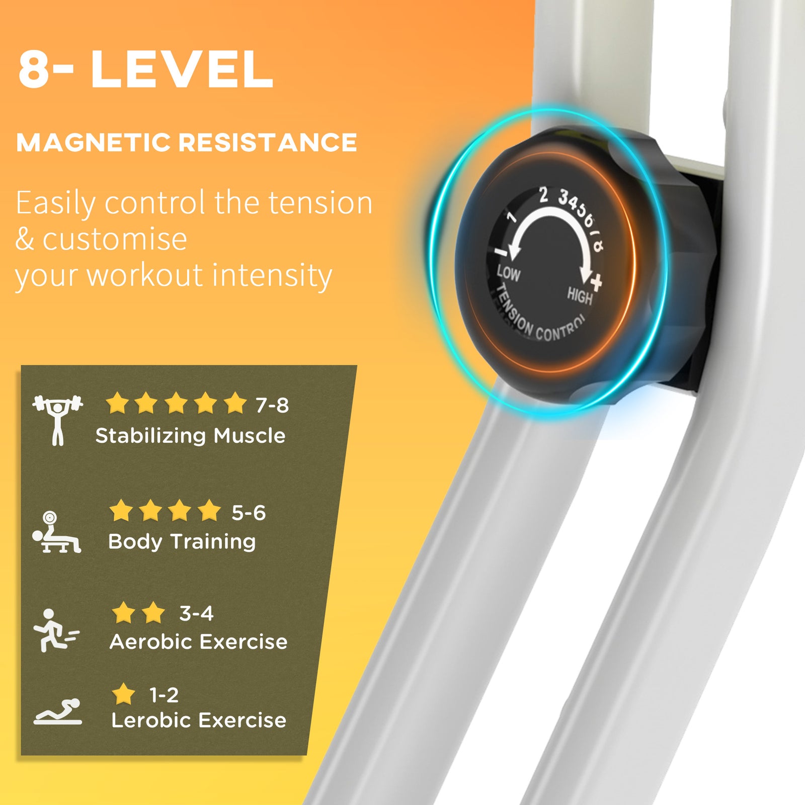 Magnetic Resistance Exercise Bike Foldable | Yellow