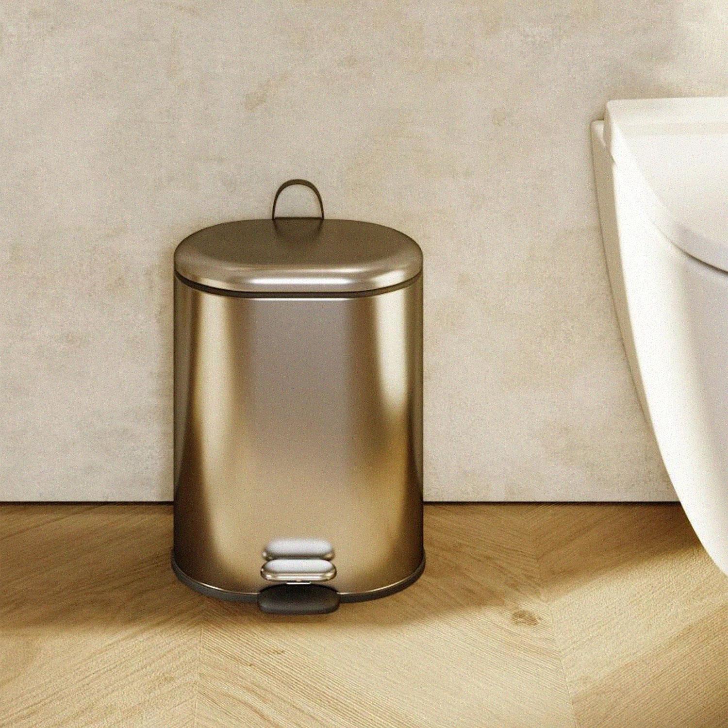 Bathroom Bin 6l, Pedal, Removable Bucket, Silver, Essentials Collection