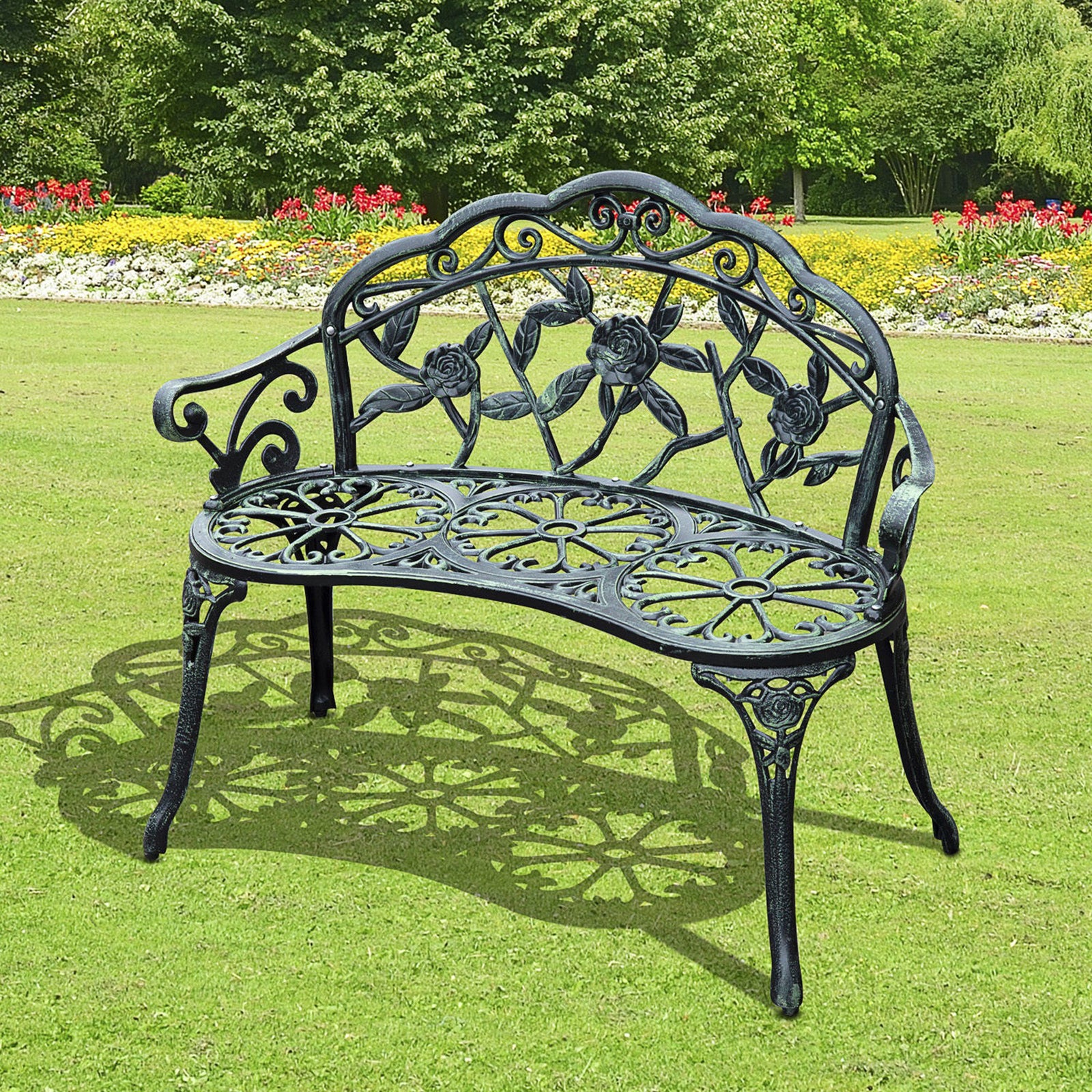 Garden Bench Antique Rose Style Aluminium