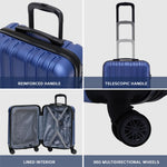 55x40x20cm Lightweight Luggage Overhead Cabin Hard Shell Cabin Suitcase 60+ Airlines Approved - Carry On Case - 4 Wheels | Cabin | Navy Blue