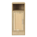 Bedside Table 2 Pc Narrow Side Table Boho Rattan Storage For Bedroom Wood | Brown