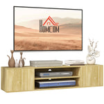 Floating Tv Unit For 60" With Shelves Cabinets | Brown