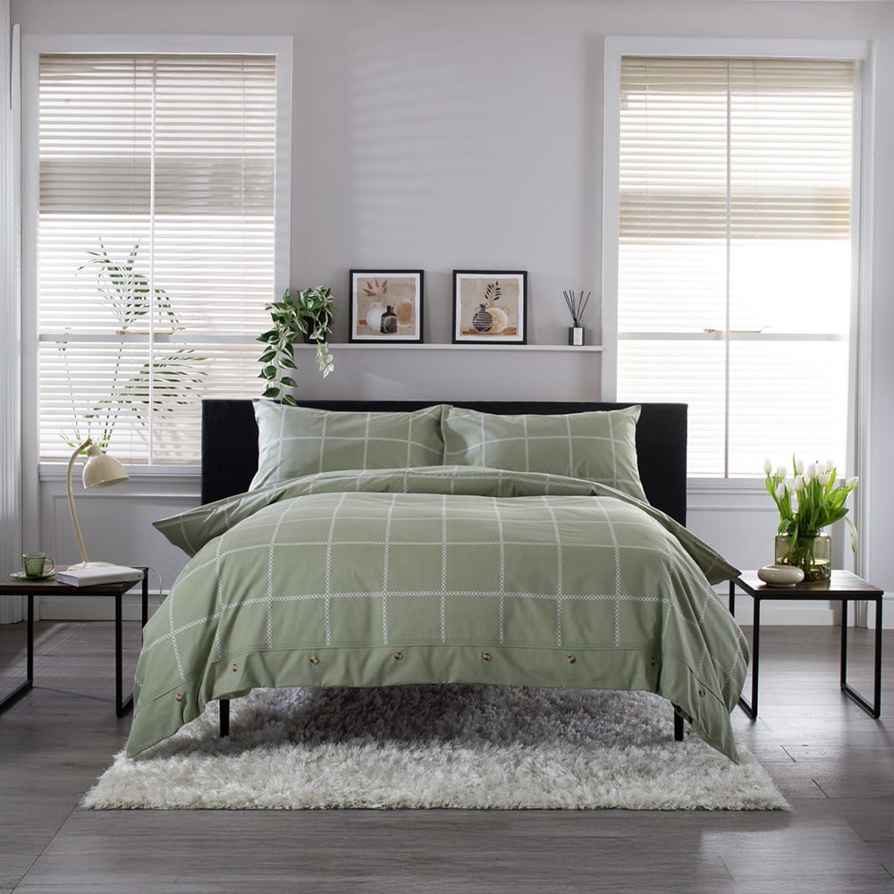 Crossley Heath 100% Cotton Duvet Set – Classic Comfort, Everyday Luxury | King | Green