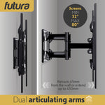 Tv Wall Bracket Mount For 32-80 Inch Tvs, Tilt, Swivel & Rotation, Universal Flat & Curved Tvs, Vesa Max 600x400mm 70kg Max