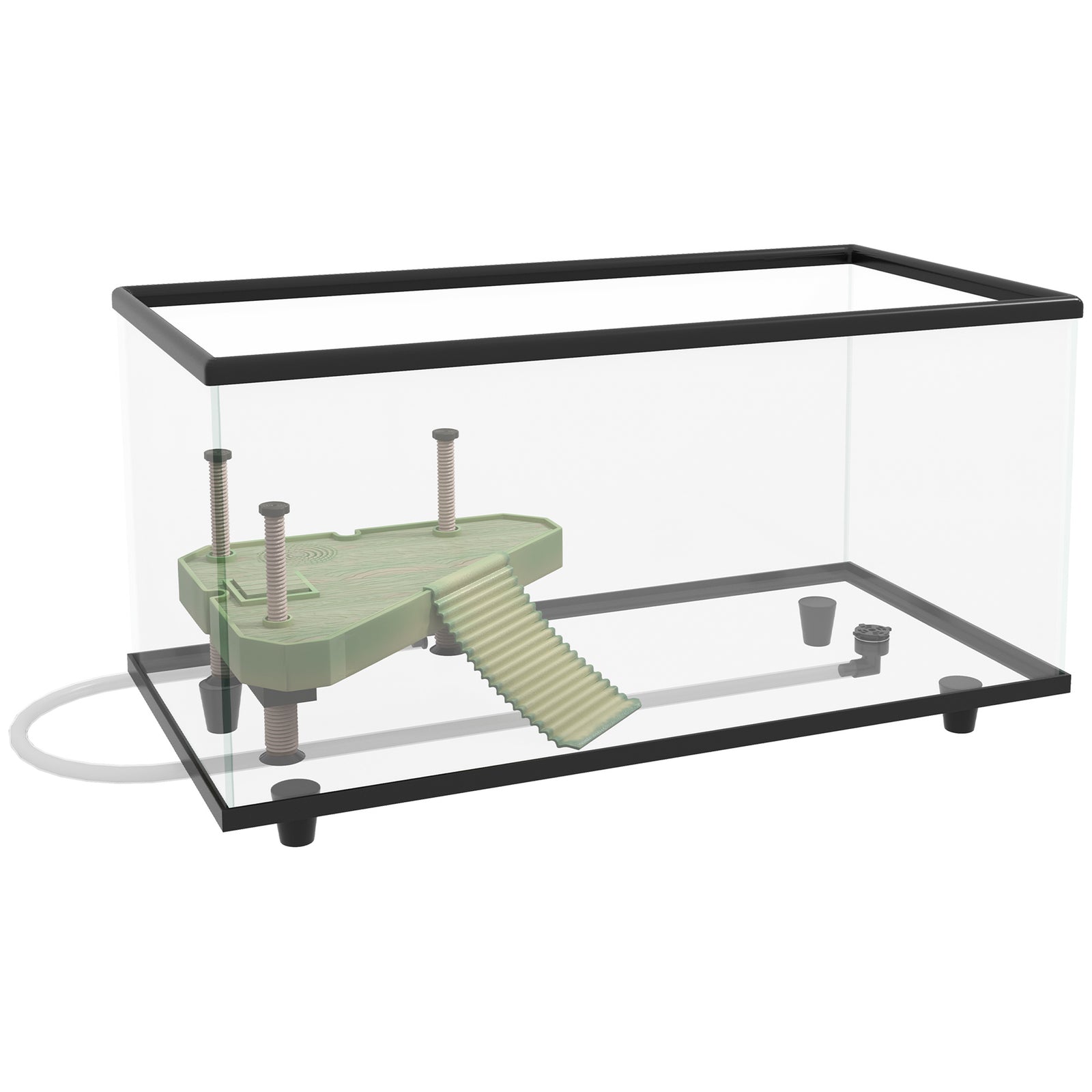 Turtle Tank 28l/50l Glass Turtle Aquarium W/ Easy Drainage, 45 X 25 X 29cm | Black