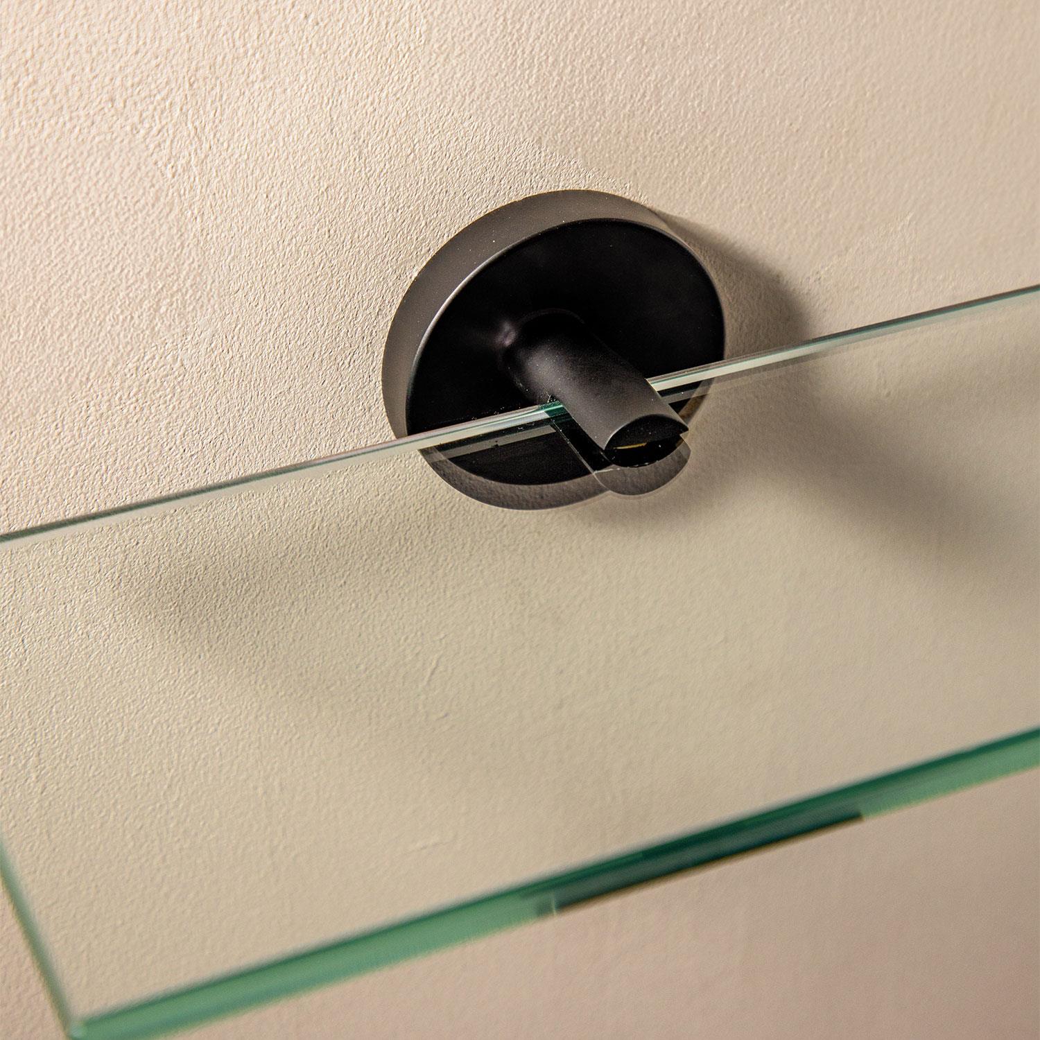 Bathroom Shelf, Bathroom Organizer, Glass, Matt Black, Start Collection