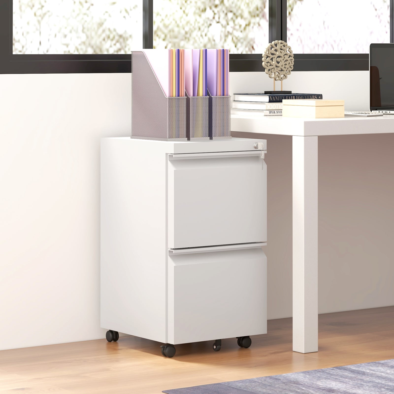 Steel File Cabinet With Lock Hanging Bar For Letter A4 | One Size | White