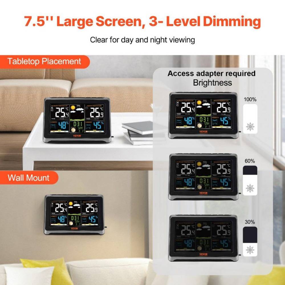 Wireless Colour Digital Display Weather Station With Outdoor Sensor