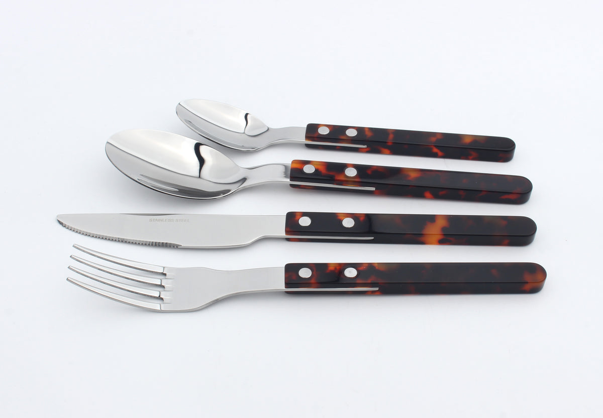 Cutlery Set Stainless Steel Sets Anydate Resin | Set of 24 | Brown