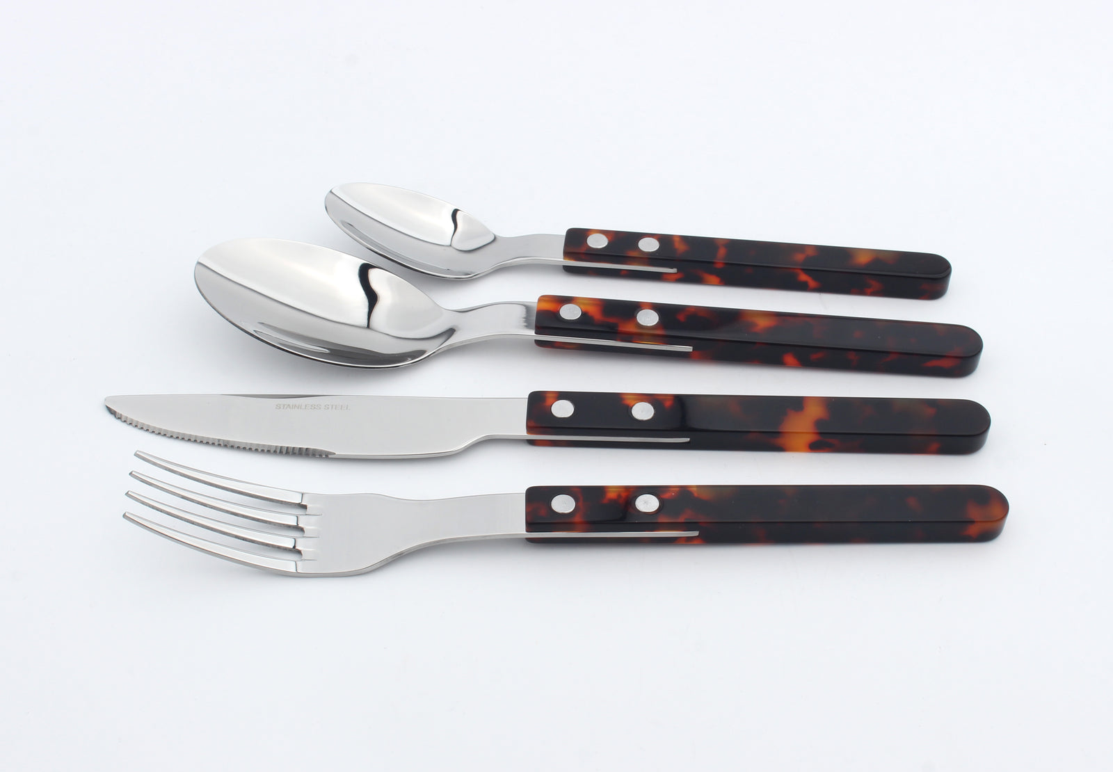 Cutlery Set Stainless Steel Sets Anydate Resin | Set of 16 | Brown