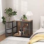 Dog Crate Furniture, 100cm Dog Cage With Anti-chew Resistant Mesh | Medium | Brown