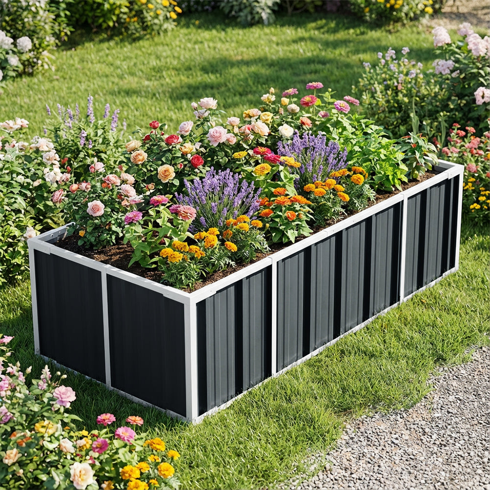 120/160/240cm W X 80cm D X 45cm H Anthracite Grey Raised Garden Bed Galvanized Raised Garden Bed Outdoor Heightened Steel Metal Planter Box | Medium
