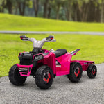 Electric Quad Bike, 6v Kids Ride-on Atv With Back Trailer | Pink
