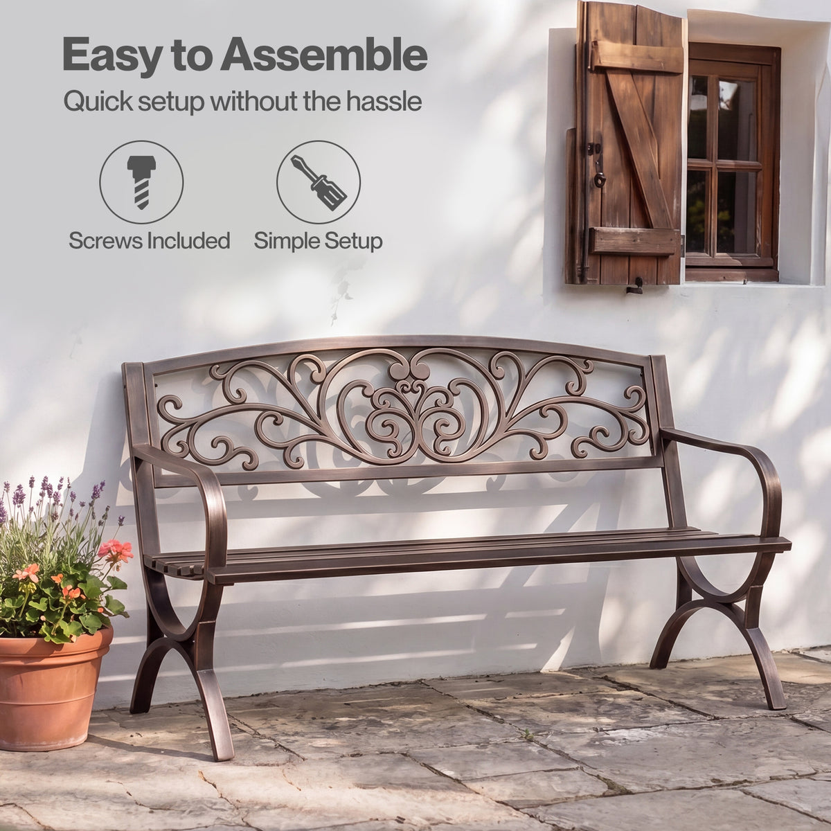 Garden Bench, Butterfly Cast Iron Outdoor Bench,300kg Metal, Bronze | Bronze