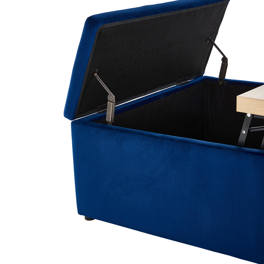 Velvet Upholstered Storage Ottoman Stool