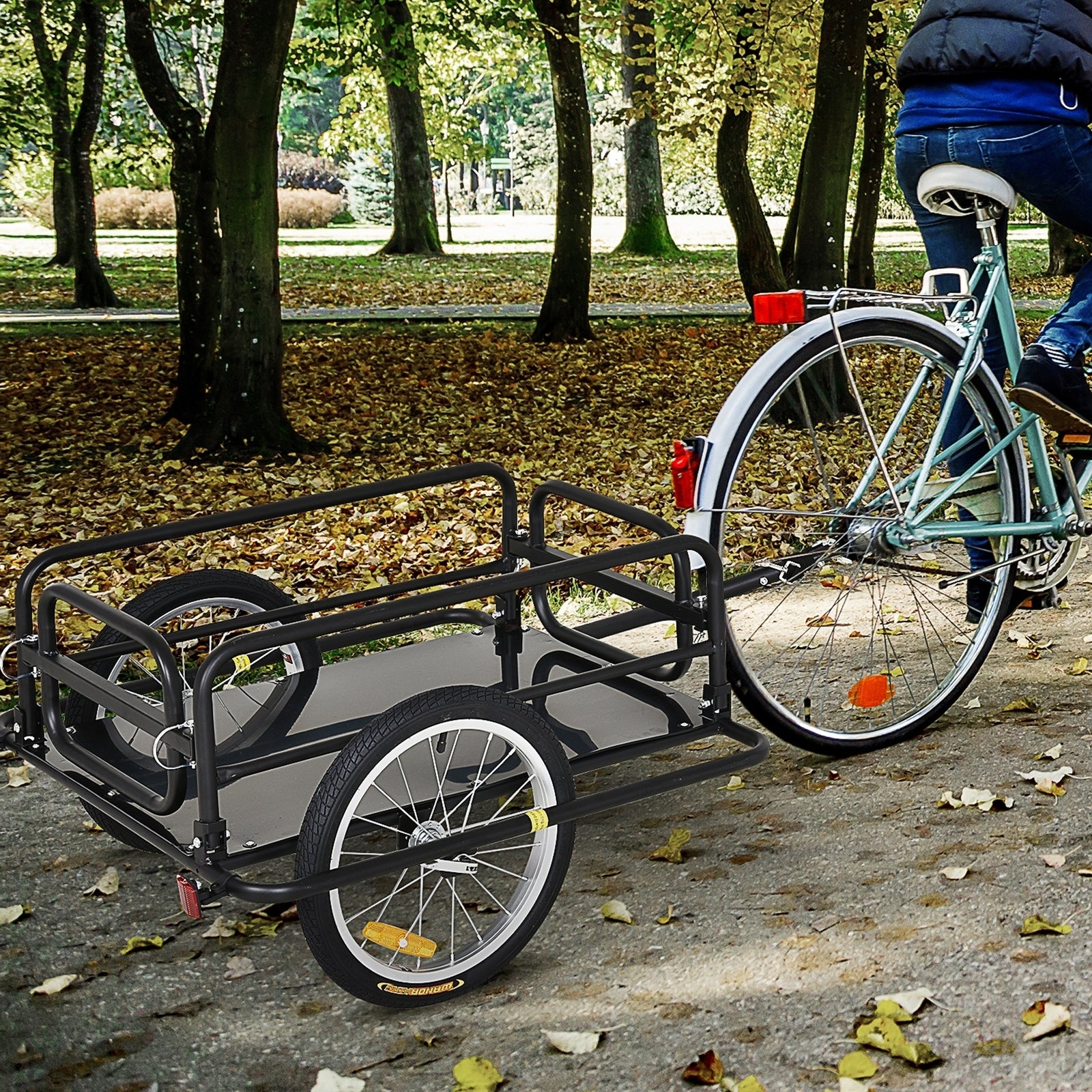 Bike Trailer Cargo Storage Carrier With Hitch Steel Frame