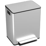2 X 25l Double Kitchen Bin, Pedal Bin With Soft-close Lid | Silver