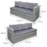 Malta Rattan 9 Seat Firepit U-shape Sofa Set | Mixed Grey