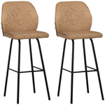 Upholstered Kitchen Stools With Back Set Of 2 | Brown