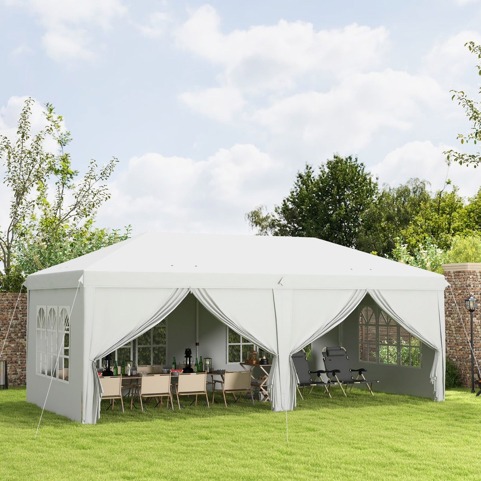 3 X 6 M Pop Up Gazebo With Sides And Windows | White