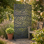 Indoor Outdoor Metal Privacy Screen - Leaf Pattern | Anthracite Grey