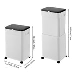 20l Adjustable Height Trash Bin With Flip-top Lid, Sealed Odour Control, And Omni-directional Wheels, White