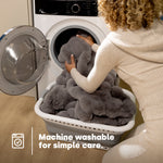 Grey Faux Rabbit Fur Heated Throw With 10 Heat Settings And Timer