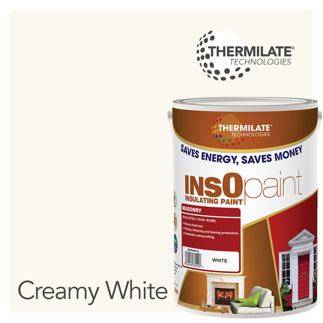 Insopaint Exterior Masonry Paint - Heat Reflecting, Insulating & Weatherproof Exterior Wall Protection | 5l | Creamy White