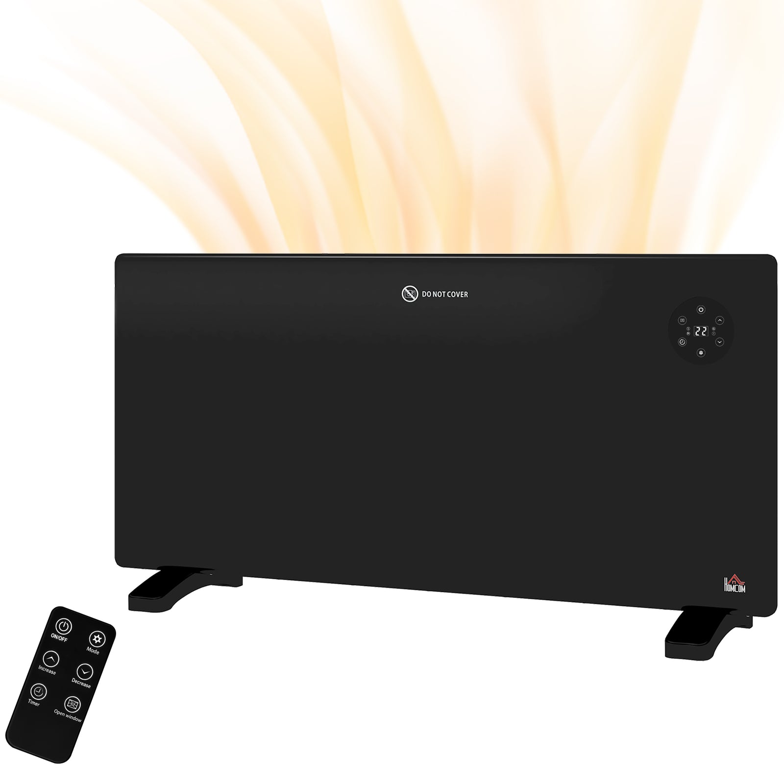 2000w Electric Convector Heater Quiet With Led Display | One Size | Black