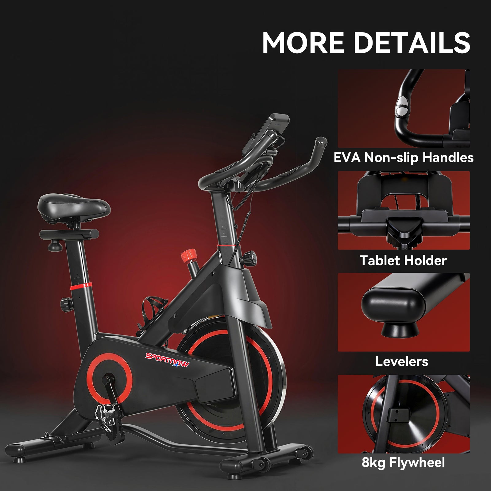 SPORTNOW Exercise Bike, Stationary Bike With Adjustable Magnetic Resistance
