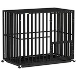 Heavy Duty Dog Crate, Dog Cage With Wheels | Small | Black