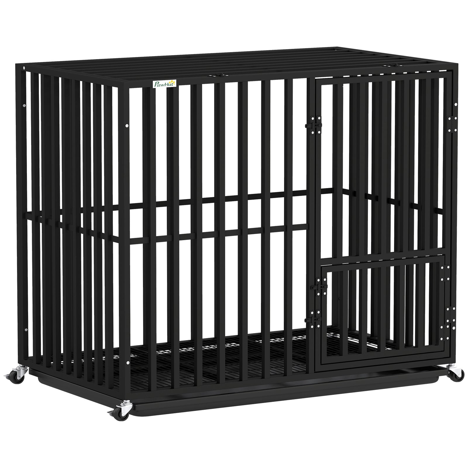 Heavy Duty Dog Crate, Dog Cage With Wheels | Small | Black